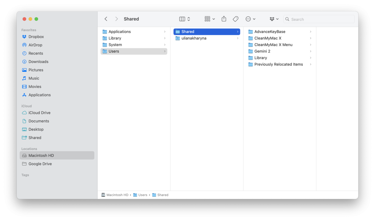 Use the Shared folder to transfer importnat data